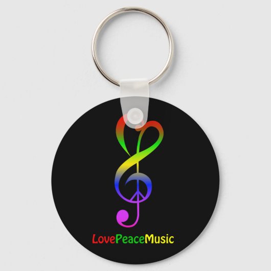 Porte-clés Love peace music hippie treble clef (Recto)