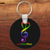 Porte-clés Love peace music hippie treble clef (Recto)