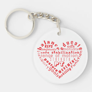 Porte-clés Love Physothérapie Coeur Mot Art