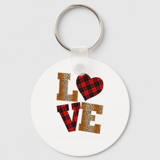 Porte-clés Love Plaid Red Leopard Kindergarten Teacher Valent (Recto)