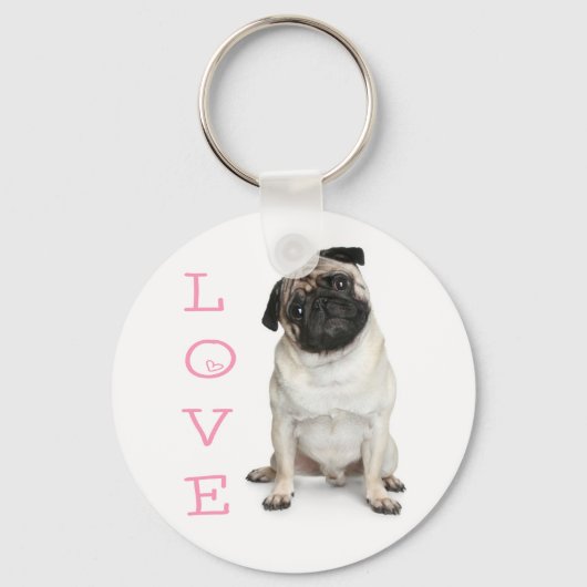 Porte-clés Love Pug Puppy Dog Keychain (Recto)