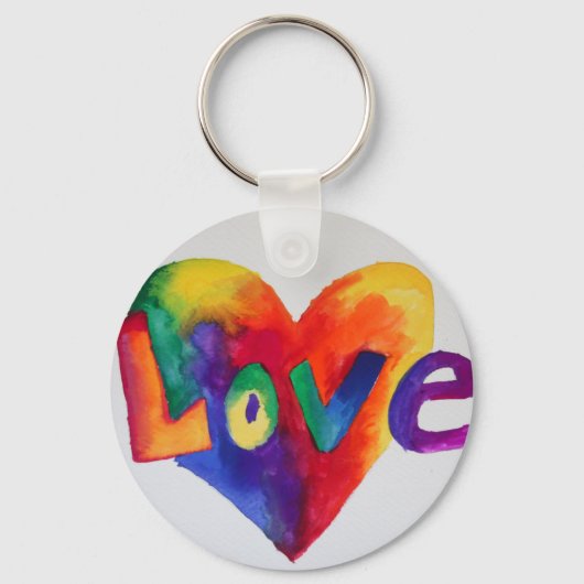 Porte-clés Love Rainbow Heart Art Word Peinture Porte - clé (Recto)