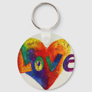 Porte-clés Love Rainbow Heart Art Word Peinture Porte - clé