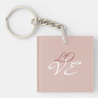 Porte-clés Love Rose Gold Color Calligraphy Script