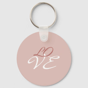 Porte-clés Love Rose Gold Color Calligraphy Script