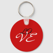 Porte-clés Love Rouge Blanc Noir Couleur Script Calligraphie (Verso)