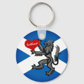 Porte-clés Love Scotland, Rampant, Heart & Scottish Drapeau (Recto)