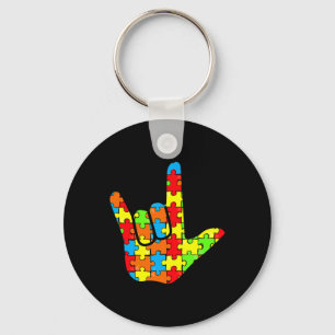 Porte-clés Love Sign Language Autism Cadeau de sensibilisatio