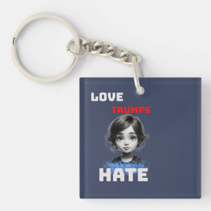 Porte-clés LOVE TRUMPS HAINE -anti Donald tee