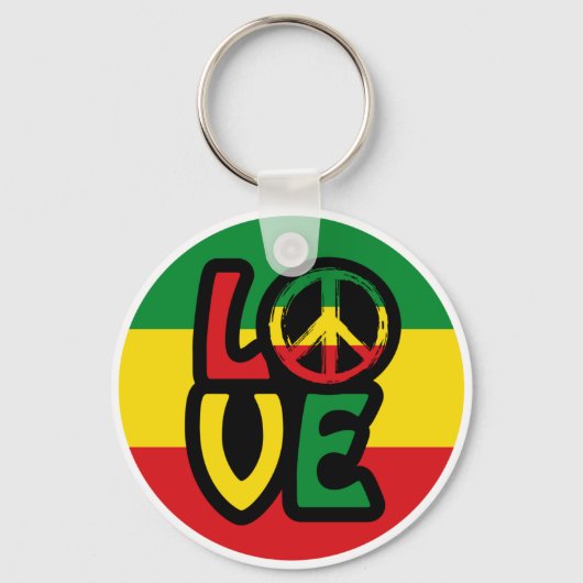 Porte-clés LOVE with peace symbol, reggae style (Recto)