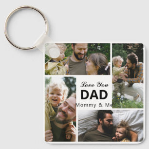 Porte-clés Love You Dad Photo Collage Famille Cadeau