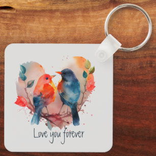 Porte-clés Love You Forever Lovebirds Personnaliser Nom
