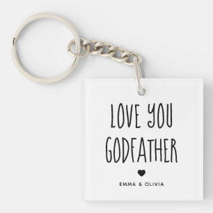 Porte-clés Love You Godfather Photo Retour et texte manuscrit