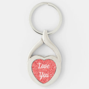 Porte-clés Love You Heart Gemstone Personnalisé