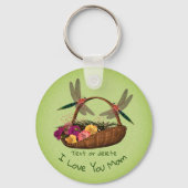 Porte-clés Love You Maman Dragonflies Panier à fleurs (Verso)