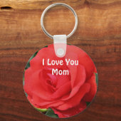 Porte-clés Love You Maman Fleur de rose rouge (Recto)