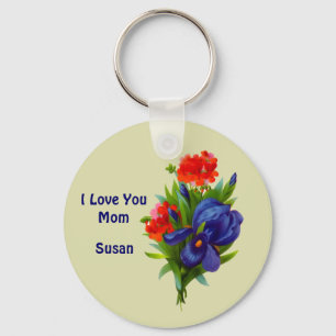Porte-clés Love You Mom Iris Flower Porte - clé personnalisab