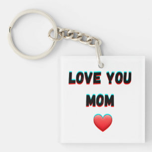 Porte-clés Love You Mom - Typographie manuscrite au coeur