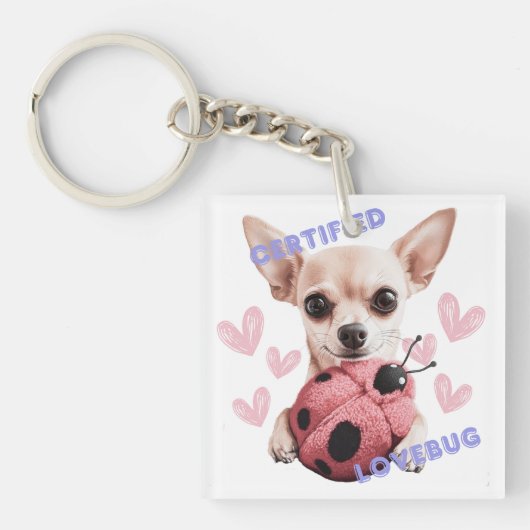 Porte-clés Lovebug certifié - Bouton Chihuahua (Devant)