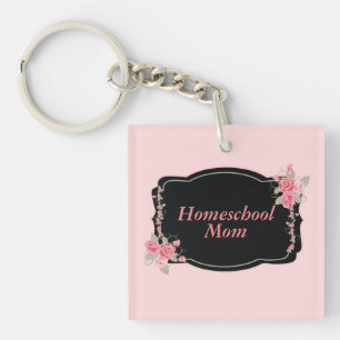 Porte-clés Lovely Homeschool Maman rose et noir