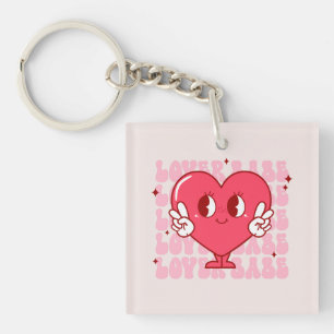 Porte-clés Lover Babe Coeur souriant mignon et texte répété