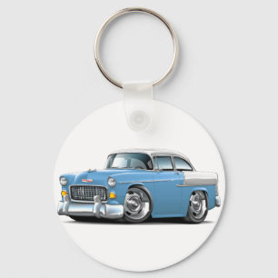Porte-clés Lt 1955 de Chevy Belair Bleu-Blanc Car