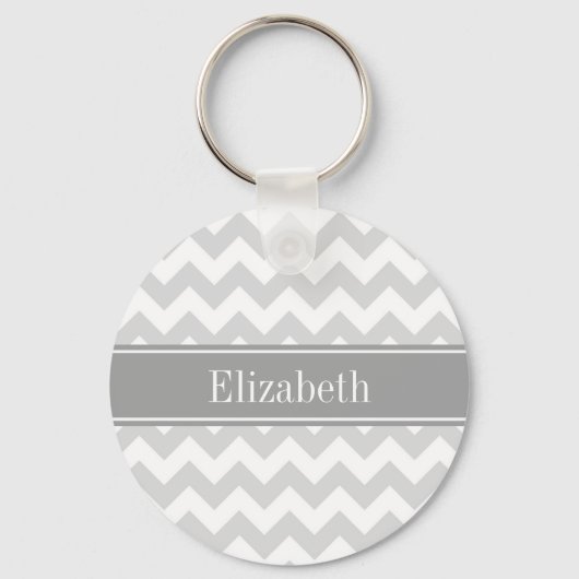 Porte-clés Lt Grey What Chevron Grey Nom Monogramme (Recto)