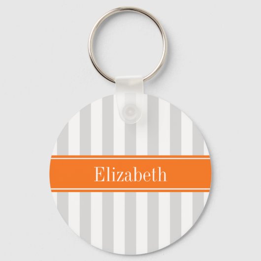 Porte-clés Lt Monogramme Orange Citrouille Rayure Blanche Gri (Recto)
