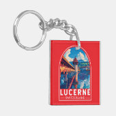Porte-clés Lucerne Switzerland Travel Art Vintage (Devant gauche)