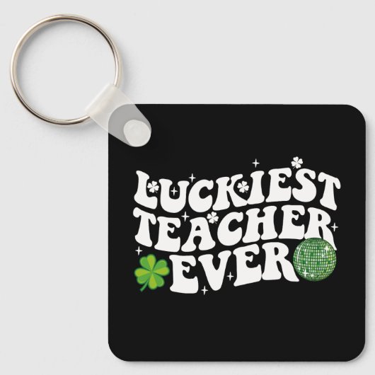 Porte-clés Luckiest enseignant jamais Disco Ball Shamrock Sup (Recto)