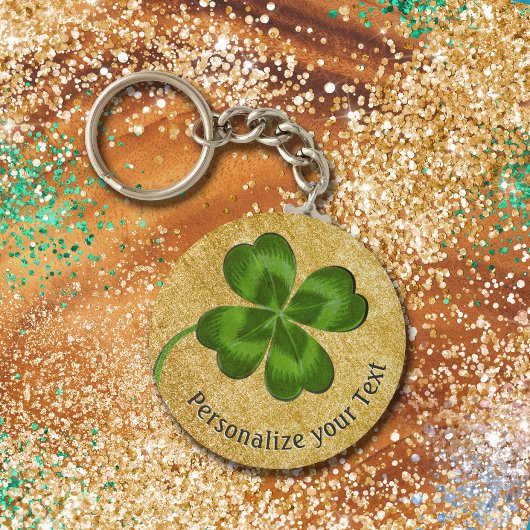 Porte-clés Lucky Charm Clover Or Personnalisé Bonne Chance