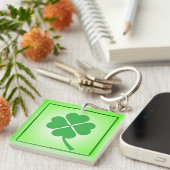 Porte-clés Lucky Four Leaf Shamrock Design-87906 (Devant Droit)