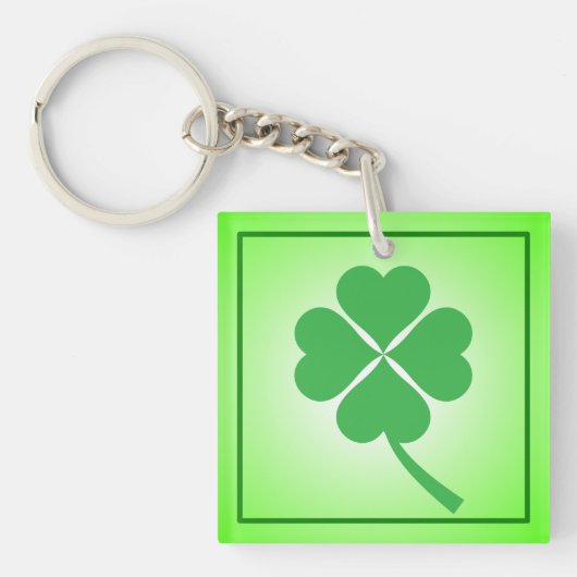 Porte-clés Lucky Four Leaf Shamrock Design-87906 (Devant)