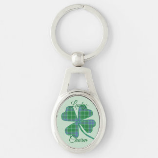 Porte-clés Lucky Green Plaid Shamrock Four-Leaf Clover 