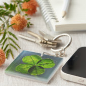 Porte-clés Lucky Green Real Quatre feuilles Porte - clé de tr (Devant Droit)