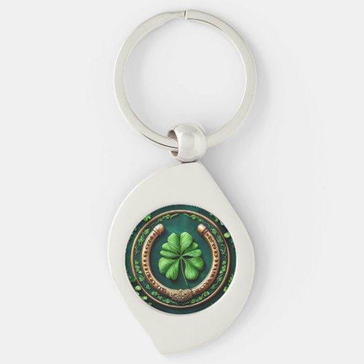Porte-clés Lucky Horseshoe et Clover Design (Devant)