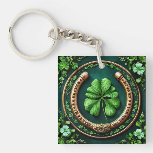 Porte-clés Lucky Horseshoe et Clover Design (Devant)