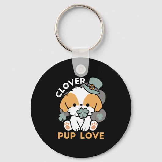 Porte-clés Lucky Pup with Clover - St. Patrick's Day Cadeau (Verso)