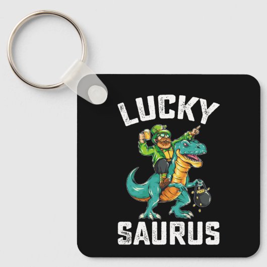 Porte-clés Lucky Saurus Dinosaur T Rex St Patrick's Day (Recto)
