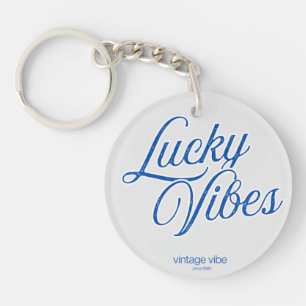 Porte-clés Lucky Vibes Vintage Esthétique Rond en Acrylique