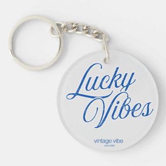 Porte-clés Lucky Vibes Vintage Esthétique Rond en Acrylique