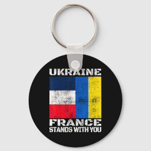 Porte-clés L'Ukraine La France est avec toi Drapeau de soutie