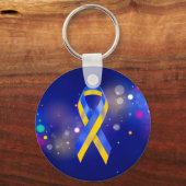 Porte-clés L'Ukraine soutient le ruban bleu jaune de sensibil (Recto)