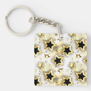 Porte-clés Lumière transparente avec étoiles or
