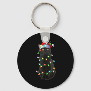 Porte-clés Lumières de Noël Chat Noir Chapeau de Père Noël Dr