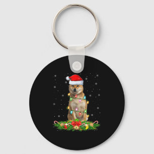Porte-clés Lumières de Noël Chien Shiba Inu Drôle de Chapeau