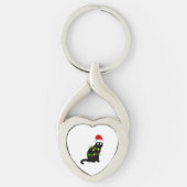 Porte-clés Lumières de Noël de chat noir (Devant)