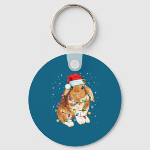 Porte-clés Lumières de Noël de lapin chapeau de Père Noël Noë