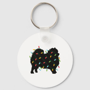 Porte-clés Lumières de Noël Pomeranian Cadeau Mignon Pour Amo