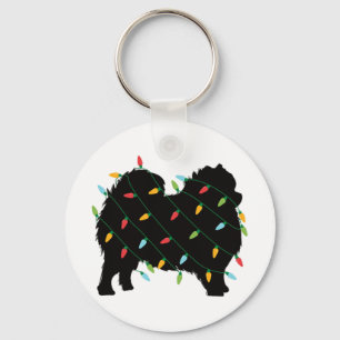 Porte-clés Lumières de Noël Pomeranian Cadeau Mignon Pour Amo